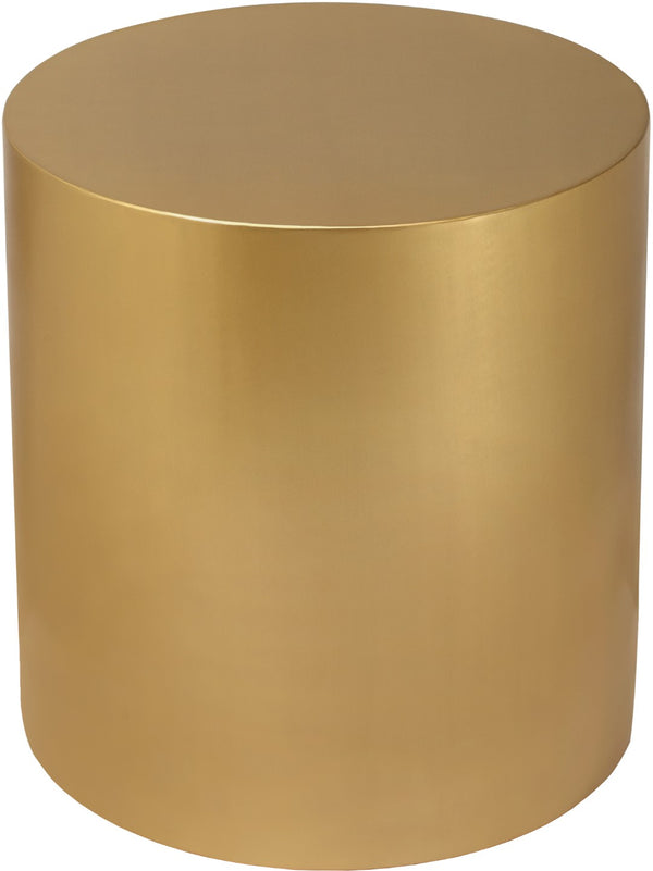 Cylinder Iron Contemporary Brushed Gold End Table - 20" W x 20" D x 22" H
