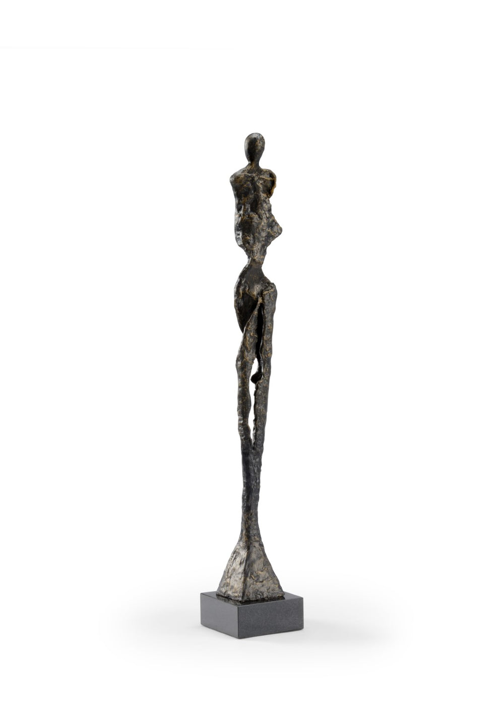 Artemis Iron Sculpture with Elegant Bronze Finish on Natural Black Stone Base - 33.5" Tall Art Piece