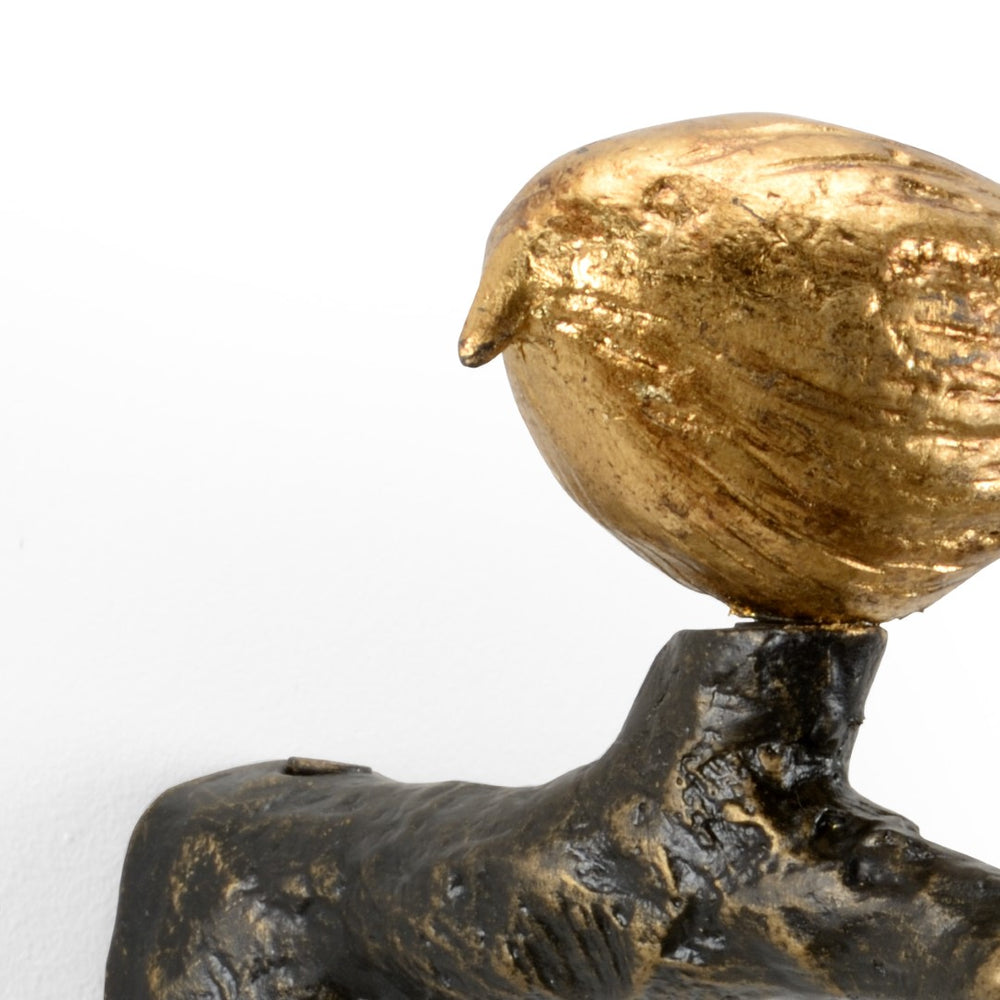 Tweet II - Elegant Bronze Wall Decor with Antique Gold Songbird for Nature Lovers' Spaces