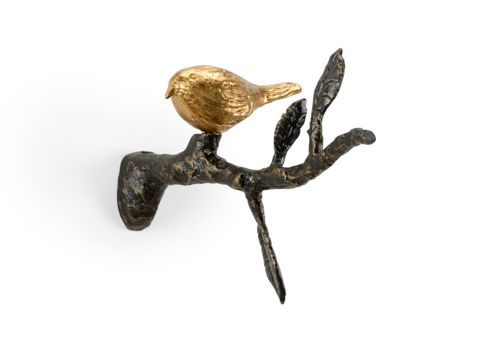 Tweet II - Elegant Bronze Wall Decor with Antique Gold Songbird for Nature Lovers' Spaces