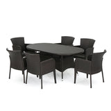 Noble House Corsica Multibrown PE Wicker 7pc Dining Set