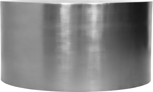 Cylinder Iron Contemporary Brushed Chrome Coffee Table - 32" W x 32" D x 16.5" H