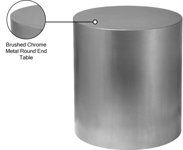 Cylinder Iron Contemporary Brushed Chrome End Table - 20" W x 20" D x 22" H