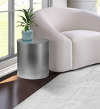 Cylinder Iron Contemporary Brushed Chrome End Table - 20" W x 20" D x 22" H