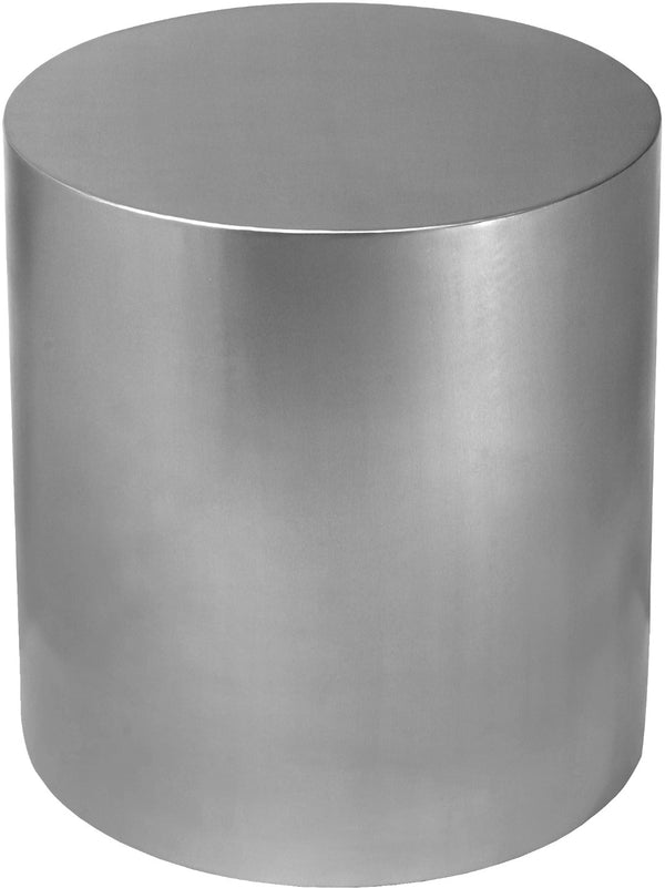 Cylinder Iron Contemporary Brushed Chrome End Table - 20" W x 20" D x 22" H