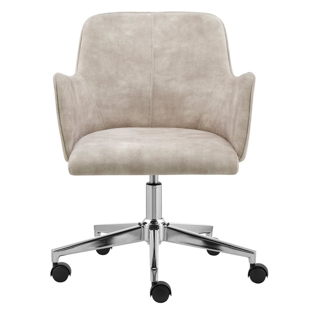 Sunny Pro Office Chair in Beige Velvet with Chrome Base