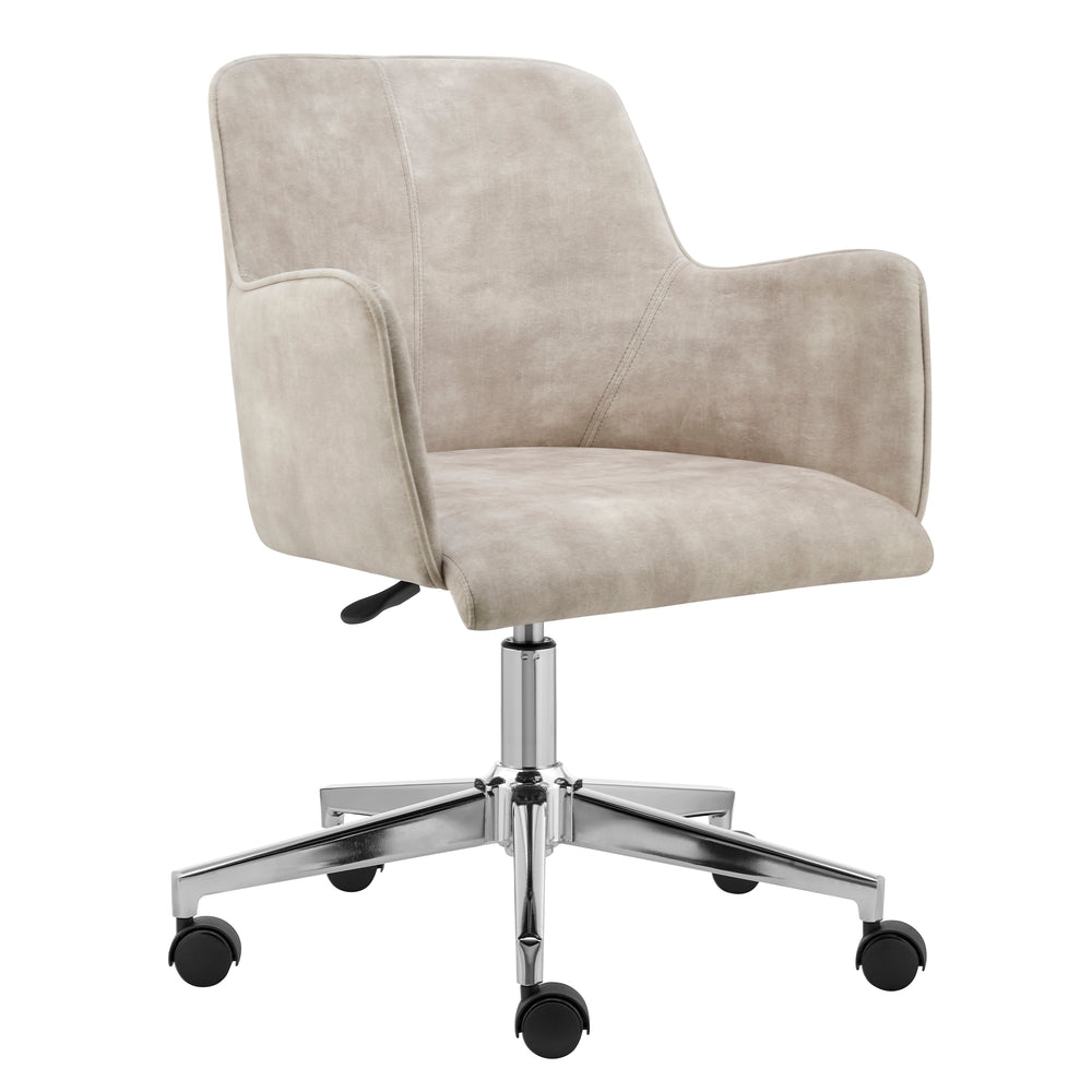 Sunny Pro Office Chair in Beige Velvet with Chrome Base