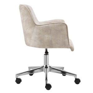 Sunny Pro Office Chair in Beige Velvet with Chrome Base