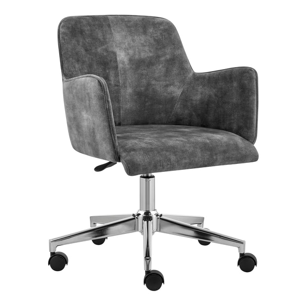 Sunny Pro Office Chair in Gray Velvet with Chrome Base