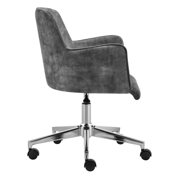 Sunny Pro Office Chair in Gray Velvet with Chrome Base