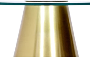 Glassimo Glass / Iron Contemporary Brushed Gold Coffee Table - 32" W x 32" D x 16.5" H