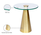 Glassimo Glass / Iron Contemporary Brushed Gold End Table - 18" W x 18" D x 20" H