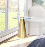 Glassimo Glass / Iron Contemporary Brushed Gold End Table - 18" W x 18" D x 20" H