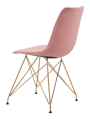 Zuo Modern Parker 100% Polyester, Plywood, Steel Modern Commercial Grade Dining Chair Set - Set of 4 Pink, Gold 100% Polyester, Plywood, Steel