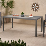 Cape Coral Outdoor Aluminum Dining Table with Tempered Glass Table Top, Gun Metal Gray Noble House