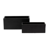 Sagebrook Home Contemporary Resin, Set of 2 -  24/28"d Nested Rectangular Planters, Bl 16859-01 Black Polyresin