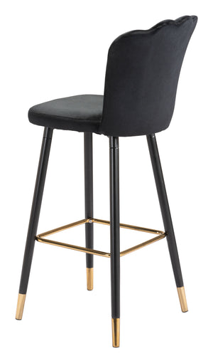 Zuo Modern Zinclair 100% Polyester, Plywood, Steel Modern Commercial Grade Barstool Black, Gold 100% Polyester, Plywood, Steel