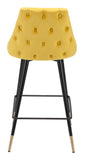 Zuo Modern Piccolo 100% Polyester, Plywood, Steel Modern Commercial Grade Counter Stool Yellow, Black, Gold 100% Polyester, Plywood, Steel