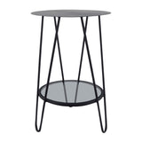 Sagebrook Home Contemporary Metal, 23"h 2-layered Side Table Glass Bottom, Bla 16541 Black Metal