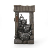 Annecy Outdoor 3 Tier Bucket Fountain, Brown and Gray