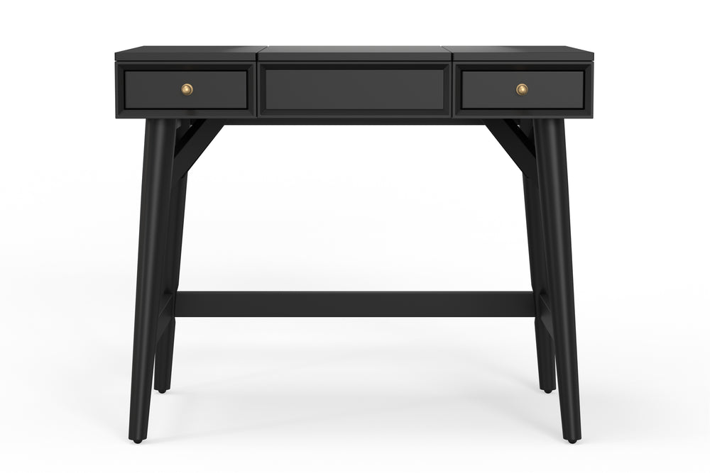 Alpine Furniture Flynn Bedroom Vanity, Black 966BLK-19 Black Mahogany Solids & Veneer 36 x 22 x 30