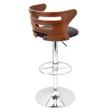 Cosi Mid-Century Modern Adjustable Barstool with Swivel in Walnut and Brown Faux Leather by LumiSource