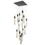 Bethel Black Chandelier in Stainless Steel & Crystal