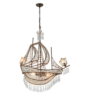 Bethel Golden Bronze Chandelier in Metal & Crystal