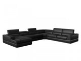 VIG Furniture Divani Casa Pella - Modern Black Italian Leather U Shaped LAF Chaise Sectional Sofa VGEV-5106-BLK-SECT VGEV-5106-BLK-SECT