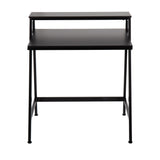 2-Tier Contemporary Office Desk in Black Steel and Black Wood by LumiSource