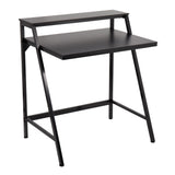 2-Tier Contemporary Office Desk in Black Steel and Black Wood by LumiSource