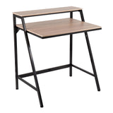 2-Tier Contemporary Office Desk in Black Steel and Natural Wood by LumiSource