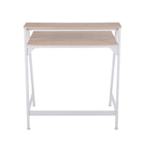 2-Tier Contemporary Office Desk in White Steel and Natural Wood by LumiSource