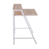 2-Tier Contemporary Office Desk in White Steel and Natural Wood by LumiSource