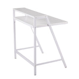 2-Tier Contemporary Office Desk in White Steel and White Wood by LumiSource