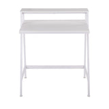 2-Tier Contemporary Office Desk in White Steel and White Wood by LumiSource