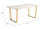 English Elm EE2621 Composite Stone, Stainless Steel Modern Commercial Grade Dining Table White, Gold Composite Stone, Stainless Steel