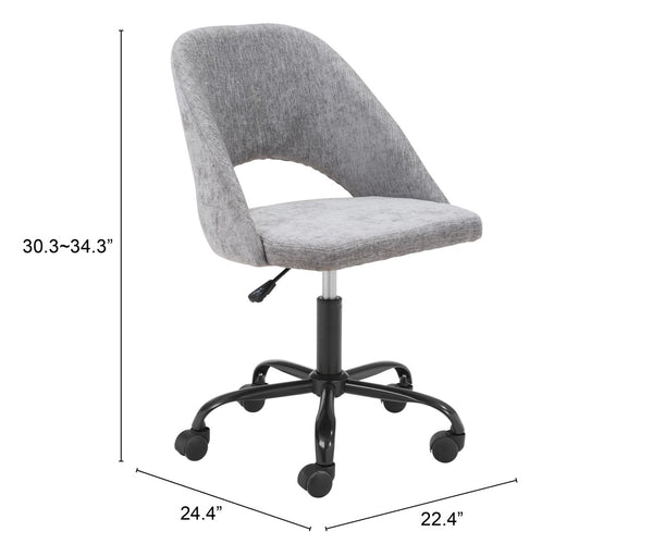 Zuo Modern Treibh 100% Polyester, Plywood, Steel Modern Commercial Grade Office Chair Light Gray, Black 100% Polyester, Plywood, Steel
