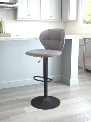 Zuo Modern Salem 100% Polyester, Plywood, Steel Modern Commercial Grade Barstool Gray, Black 100% Polyester, Plywood, Steel