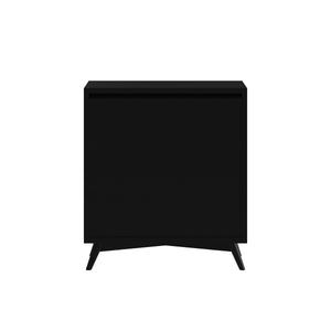 Alpine Furniture Flynn Mid Century Modern 4 Drawer Multifunction Chest w/Pull Out Tray, Black 966BLK-05 Black Mahogany Solids & Okoume Veneer 38 x 18 x 43