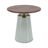 Sagebrook Home Contemporary Wooden Top, 18"h Nebular Side Table, Cream 16571-02 Cream Glass