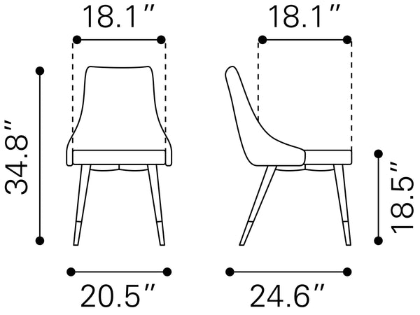 Zuo Modern Piccolo 100% Polyester, Plywood, Steel Modern Commercial Grade Dining Chair Set - Set of 2 Yellow, Black, Gold 100% Polyester, Plywood, Steel