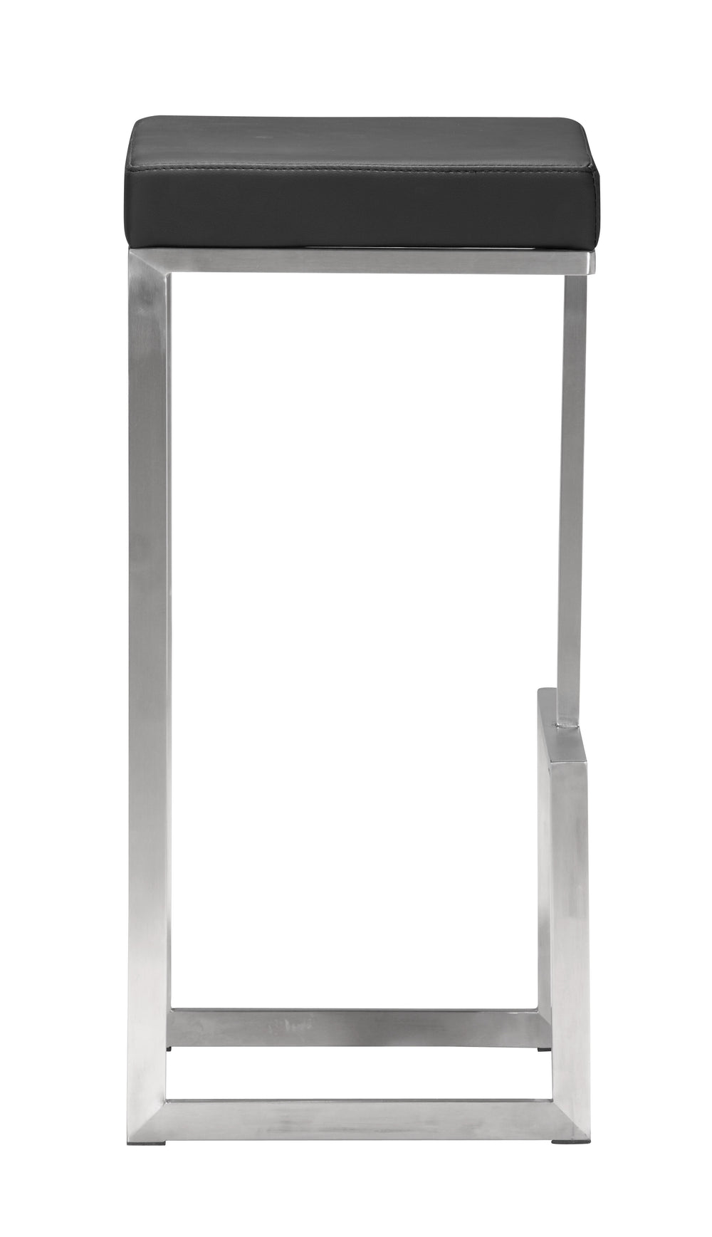 Zuo Modern Darwen 100% Polyurethane, Plywood, Stainless Steel Modern Commercial Grade Barstool Set - Set of 2 Black, Silver 100% Polyurethane, Plywood, Stainless Steel