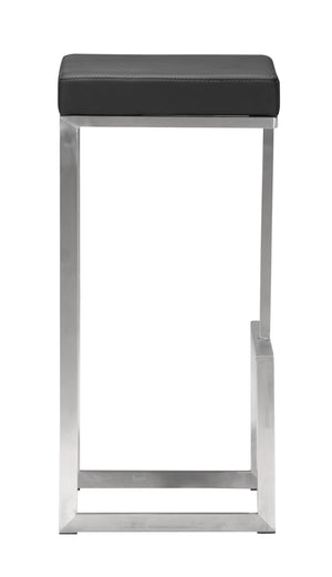 Zuo Modern Darwen 100% Polyurethane, Plywood, Stainless Steel Modern Commercial Grade Barstool Set - Set of 2 Black, Silver 100% Polyurethane, Plywood, Stainless Steel