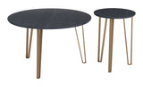 English Elm EE2662 MDF, Steel Modern Commercial Grade Accent Table Set Black, Gold MDF, Steel