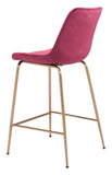 Zuo Modern Tony 100% Polyester, Plywood, Steel Modern Commercial Grade Counter Stool Red, Gold 100% Polyester, Plywood, Steel