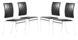English Elm EE2959 100% Polyurethane, Steel Modern Commercial Grade Dining Chair Set - Set of 4 Black, Chrome 100% Polyurethane, Steel