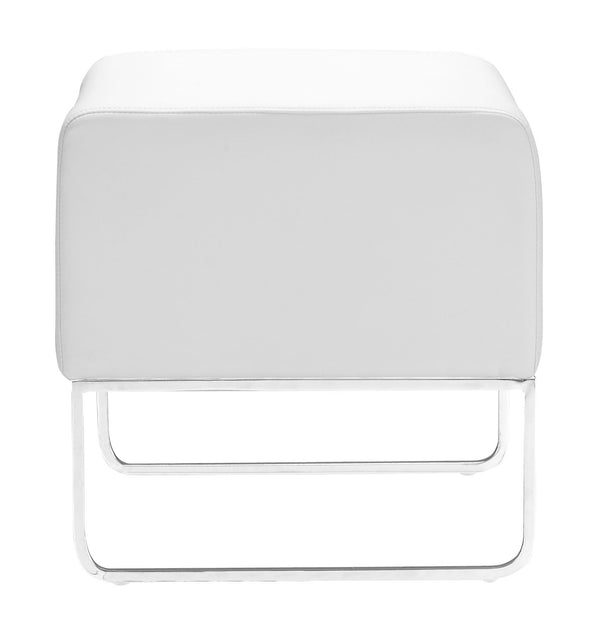 Zuo Modern Plush 100% Polyurethane, Plywood, Steel Modern Commercial Grade Ottoman White, Chrome 100% Polyurethane, Plywood, Steel