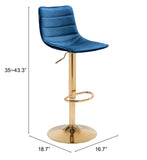 Zuo Modern Prima 100% Polyester, Plywood, Steel Modern Commercial Grade Barstool Dark Blue, Gold 100% Polyester, Plywood, Steel