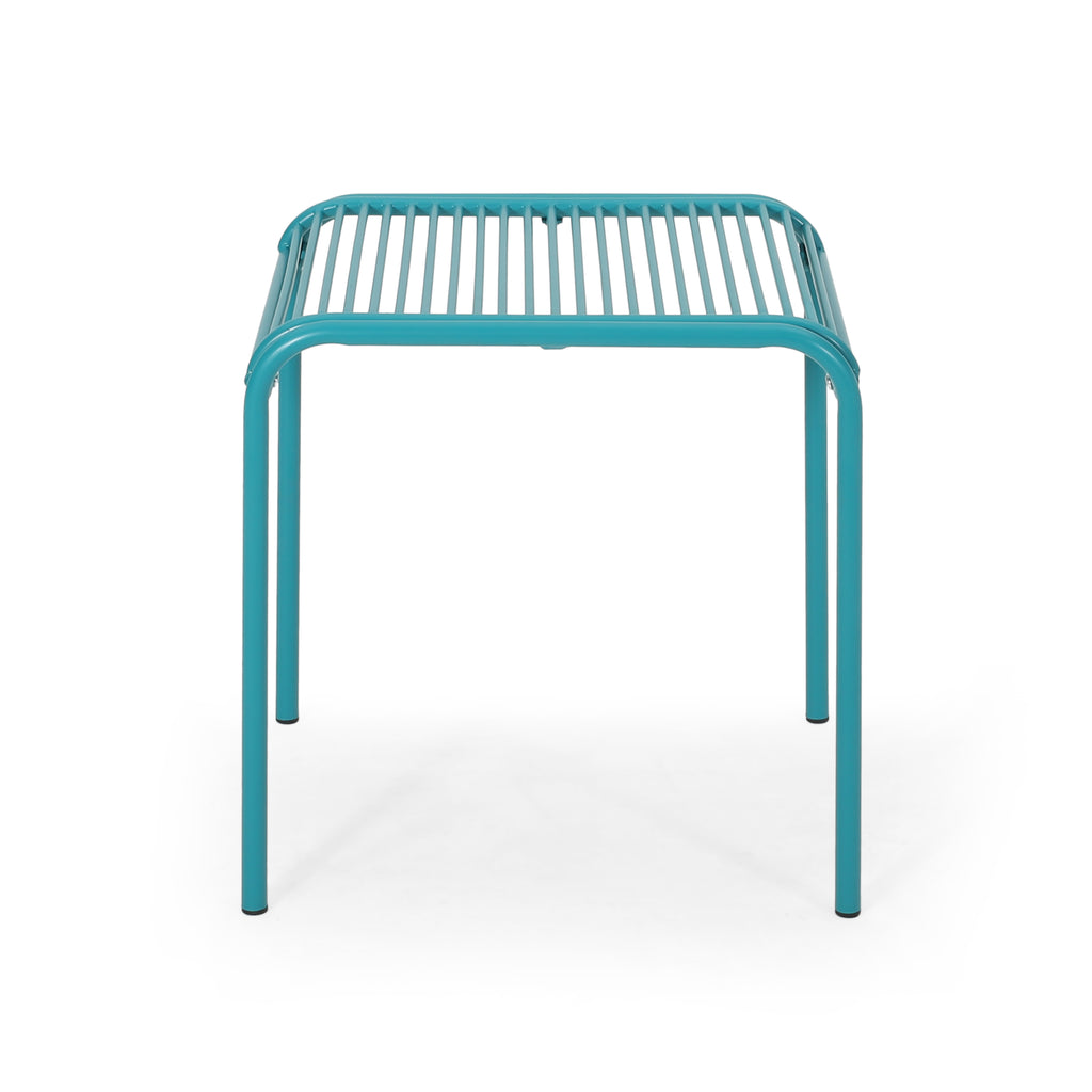 Boston Outdoor Modern Iron Side Table, Matte Teal Noble House